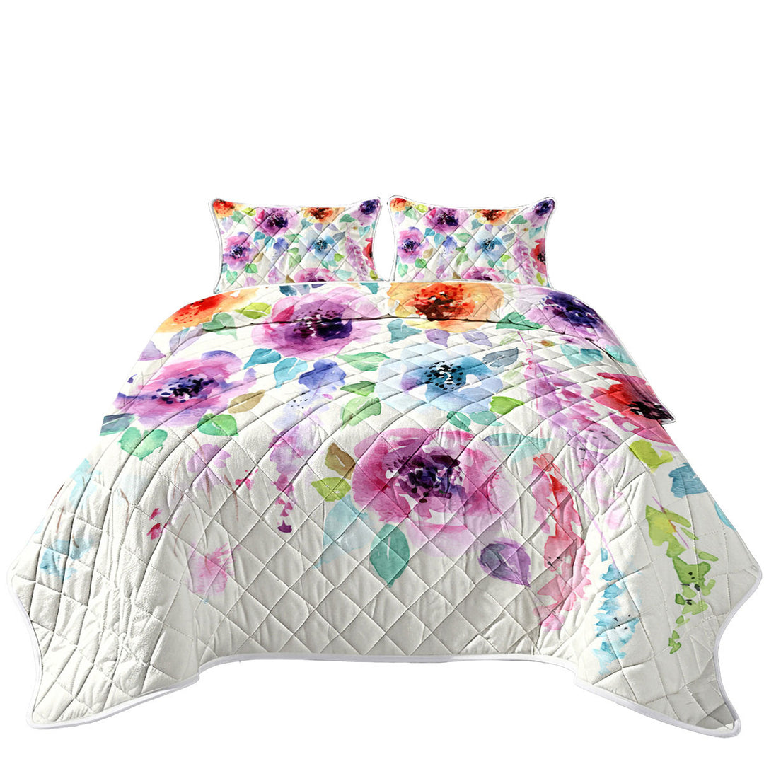 Quilts with Watercolor Floral Painting