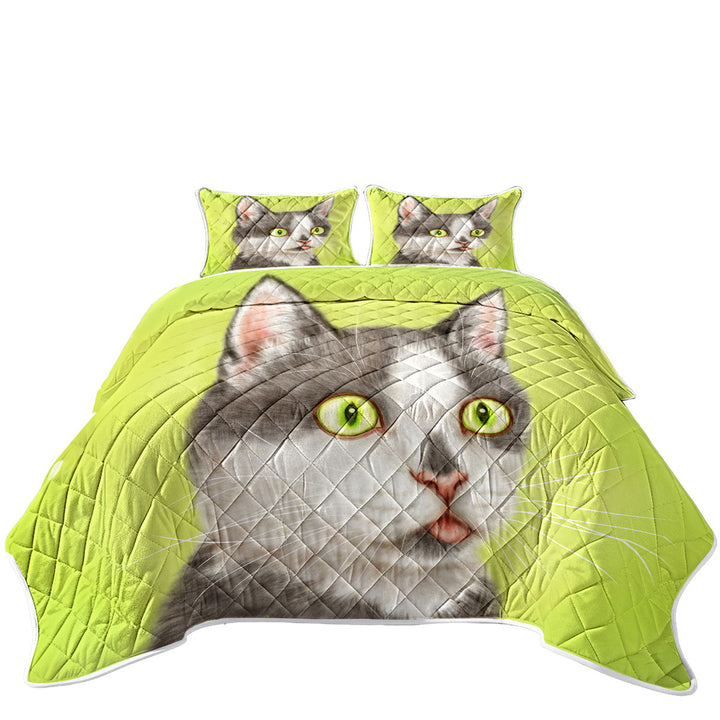 Quilts with Yearning Grey Kitty Cat