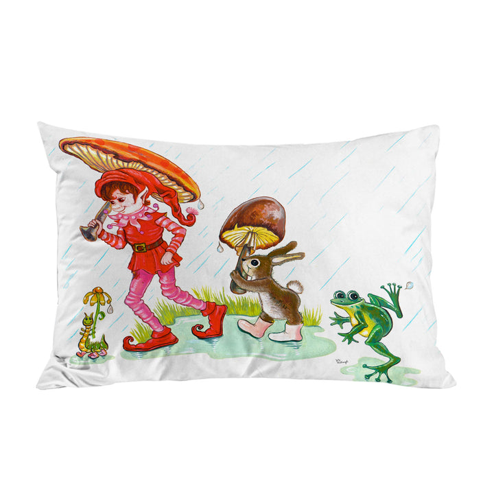 Rain Parade Cute Fairy Tale Painting for Kids Pillowcase