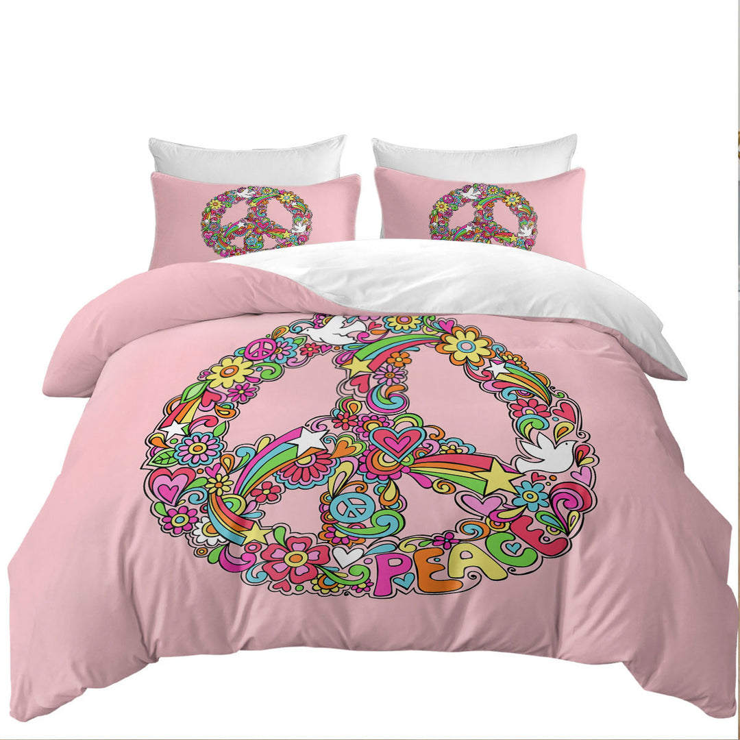 Rainbow Colors Peace Bed Covers