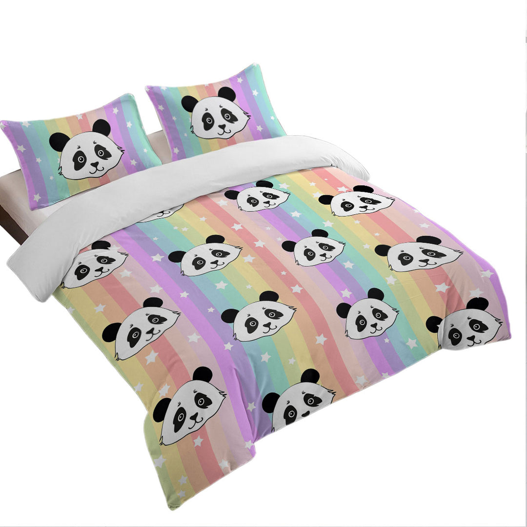 Rainbow Pandas Duvet Cover sale