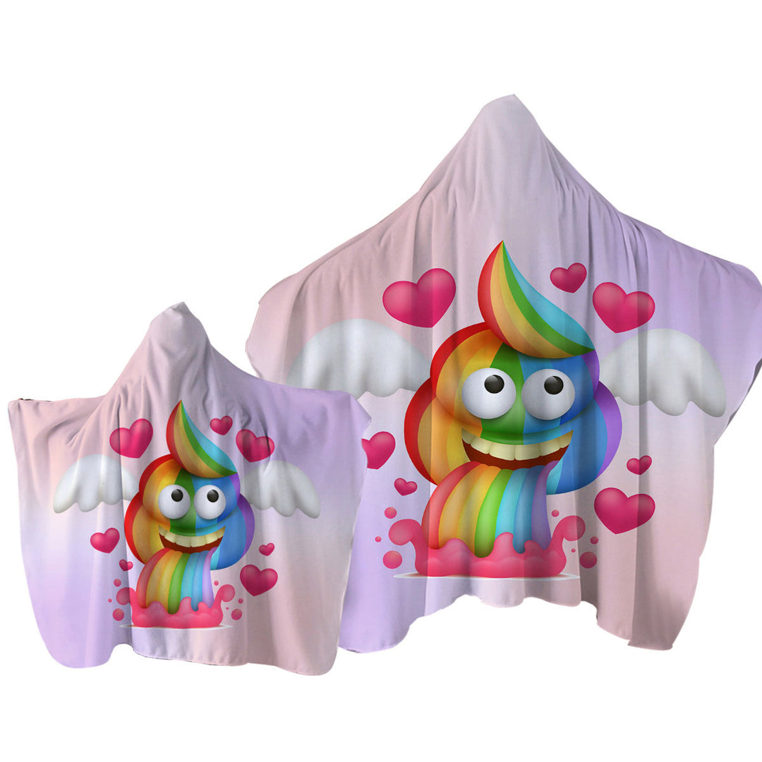 Rainbow Poo Hooded Beach Towel