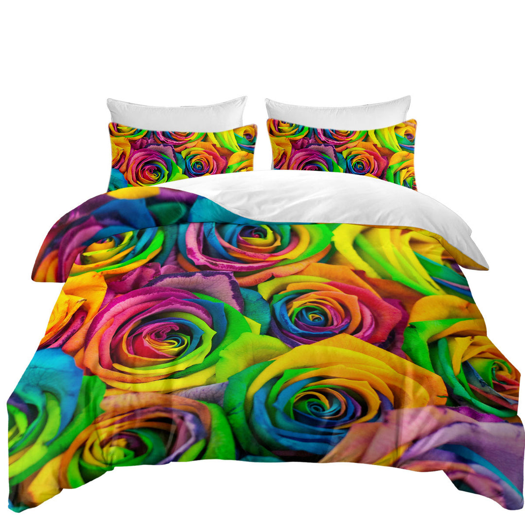 Rainbow Roses King Size Duvet Cover