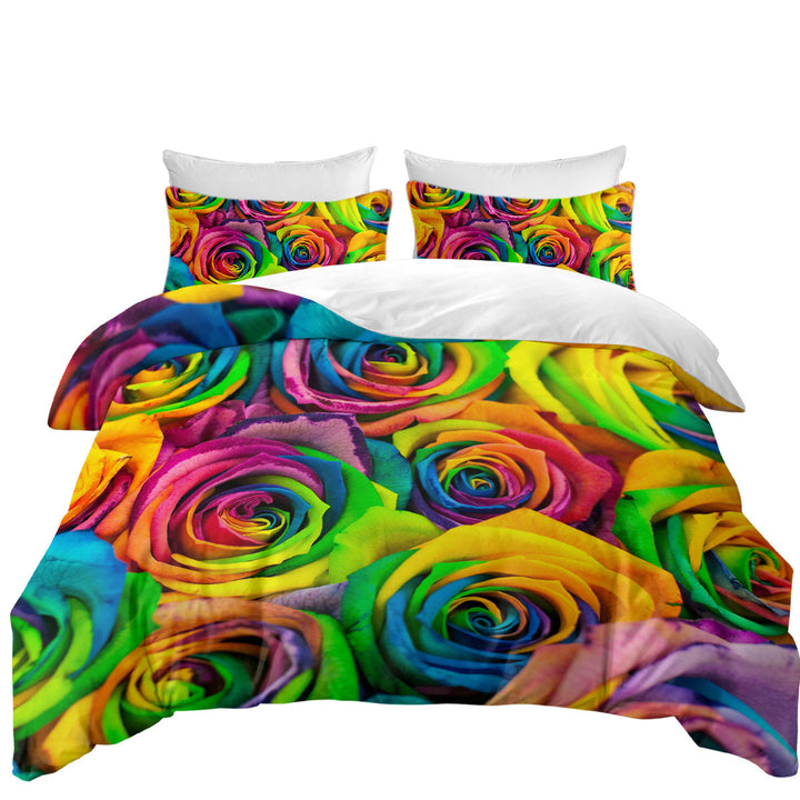 Rainbow Roses King Size Duvet Cover