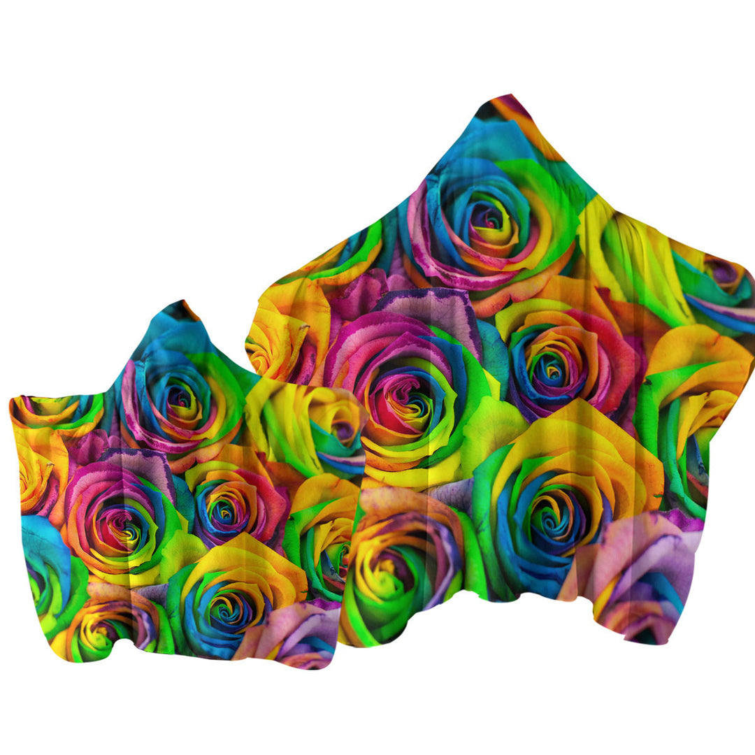 Rainbow Roses Towel Hoodie