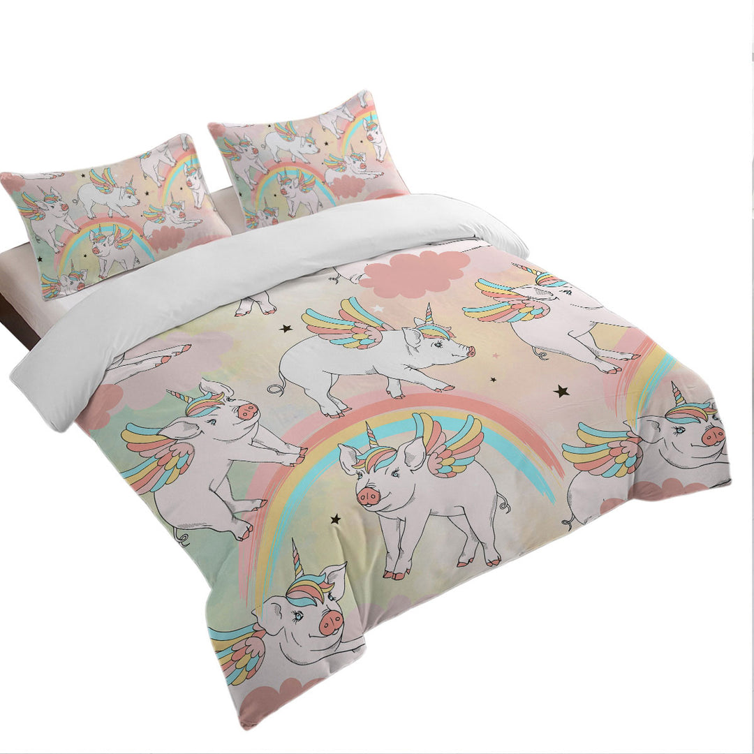 Rainbow Unicorn Pigs Coverlet