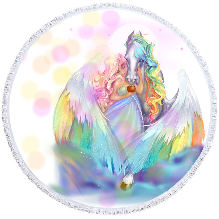 Rainbows Starlight Pegasus and Princess Round Towel