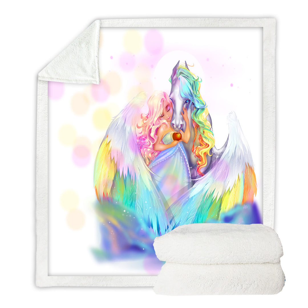 Rainbows Starlight Pegasus and Princess Throw Blanket for Girls