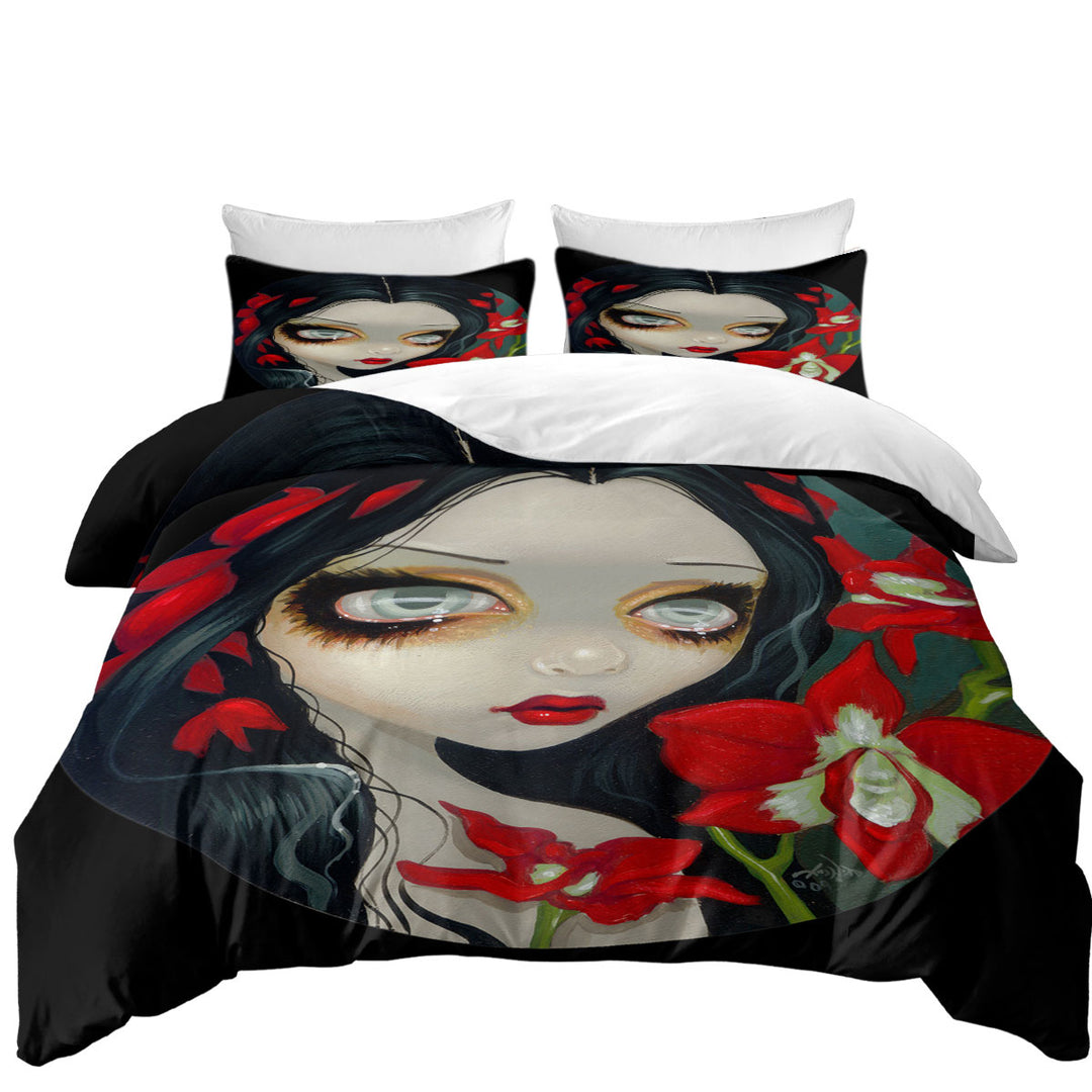 Red Blood Orchid Maiden Girl Daybed Covers Sets