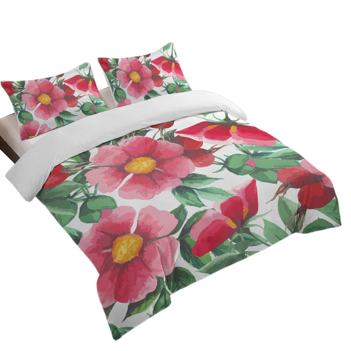 Red Flowers Painting Oversized King Duvet Cover