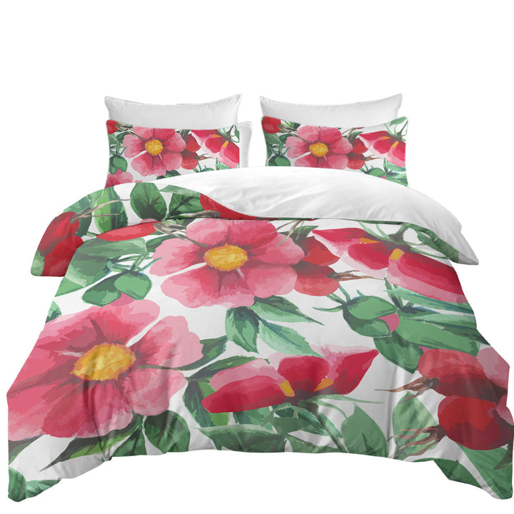 Red Flowers Painting Queen Size Duvet Cover