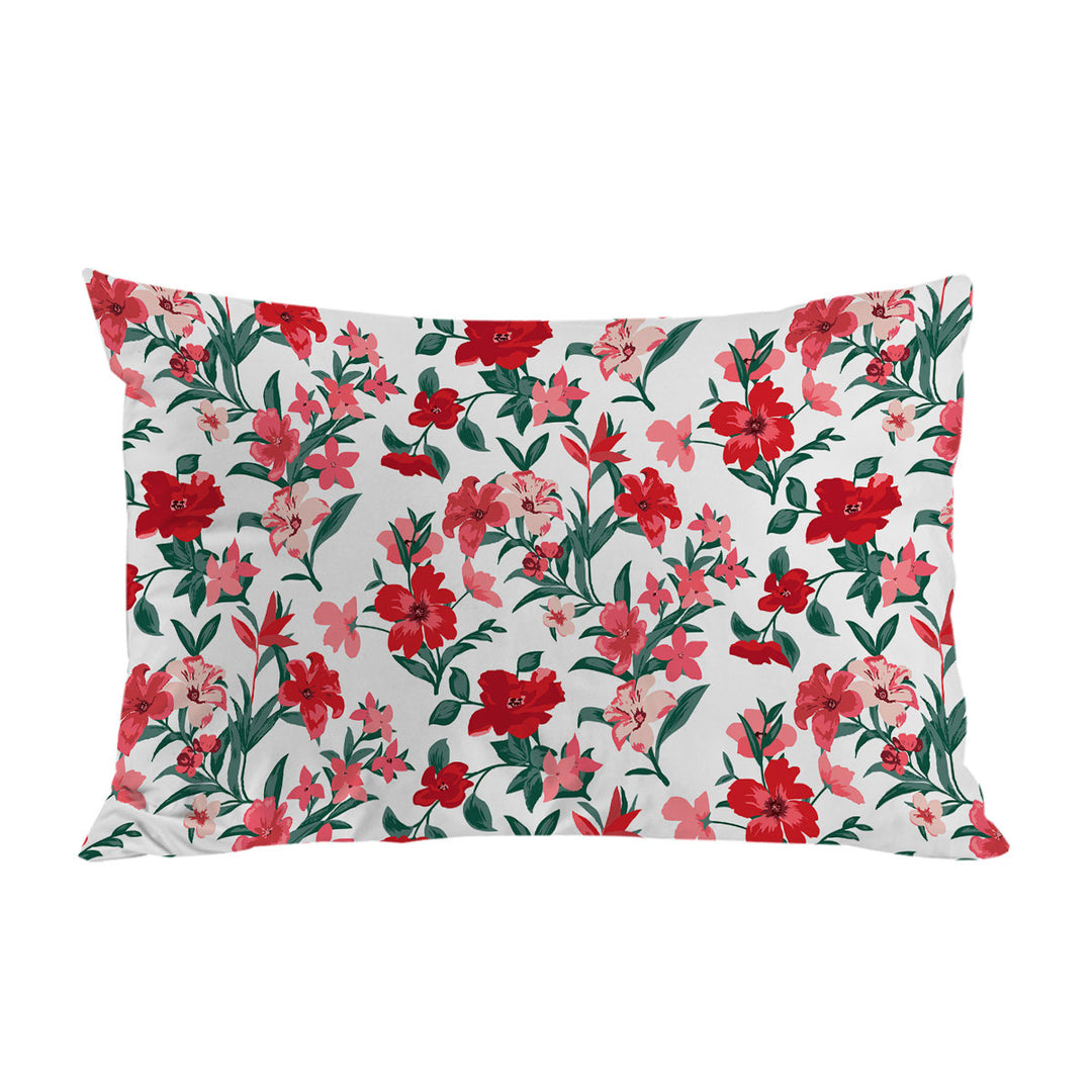 Red Hibiscus Drawings Pillow Case Covers