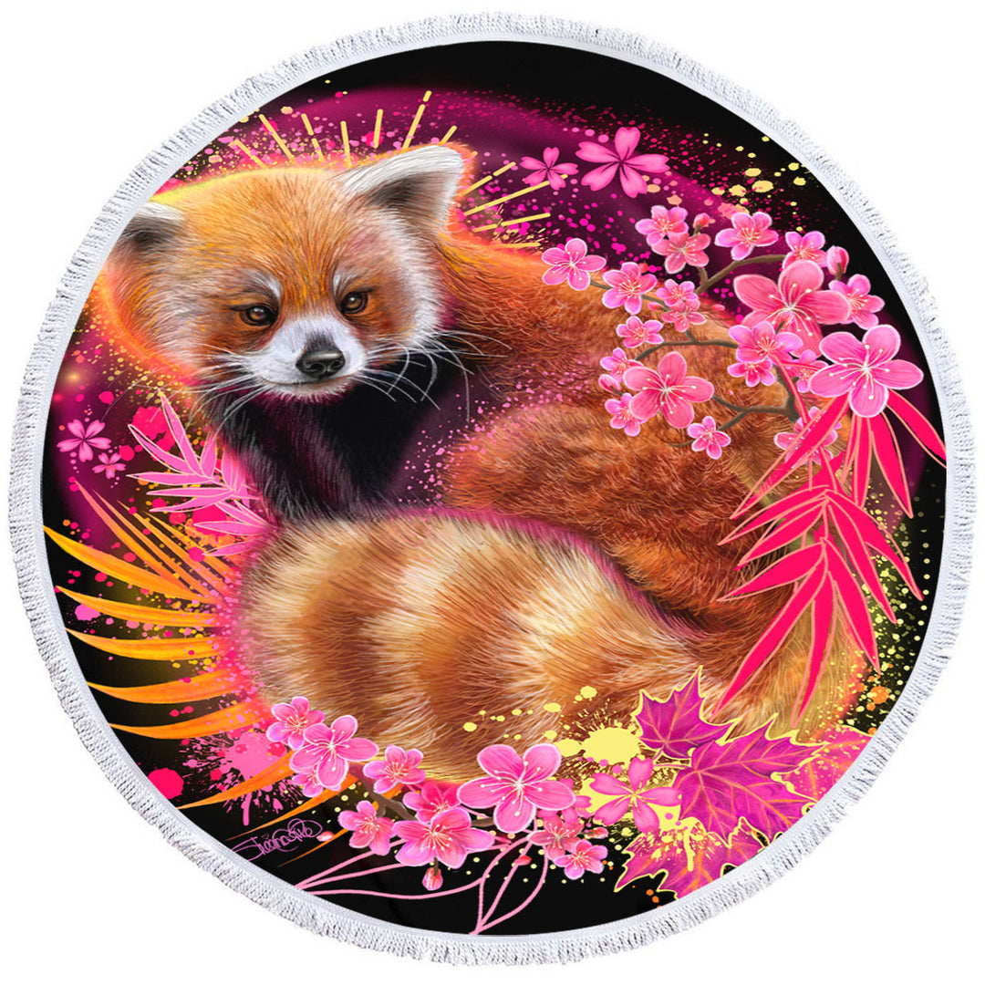 Red Panda Circle Beach Towel