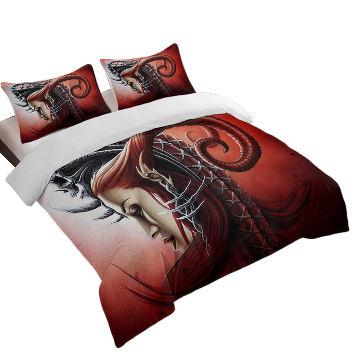 Redhead Woman Gothic Fantasy Art Queen Evil California King Duvet Cover