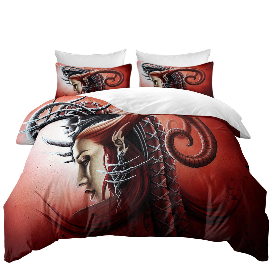 Redhead Woman Gothic Fantasy Art Queen Evil Duvet Cover