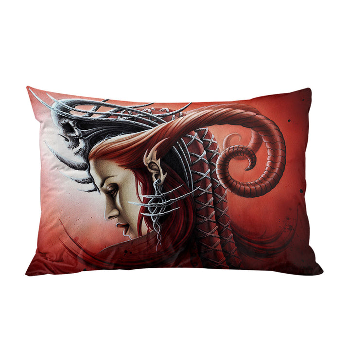 Redhead Woman Gothic Fantasy Art Queen Evil Pillowcase