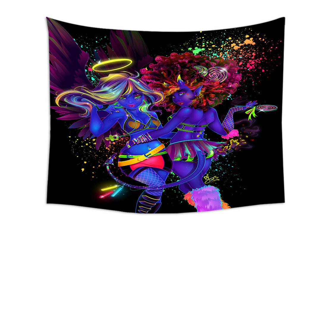 Retro Colored Tapestry Wall Decor Sexy Angel and Devil