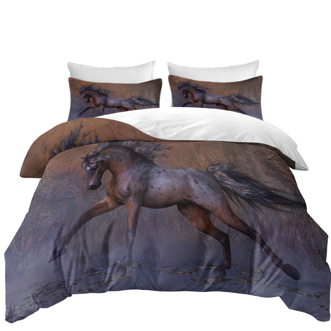 Roan Oak Beautiful Wild Horse Coverlet