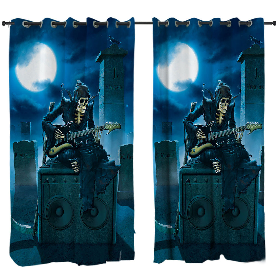 Rock Legends Tribute Dark Art Skeleton in the Graveyard Drapes for Living Room