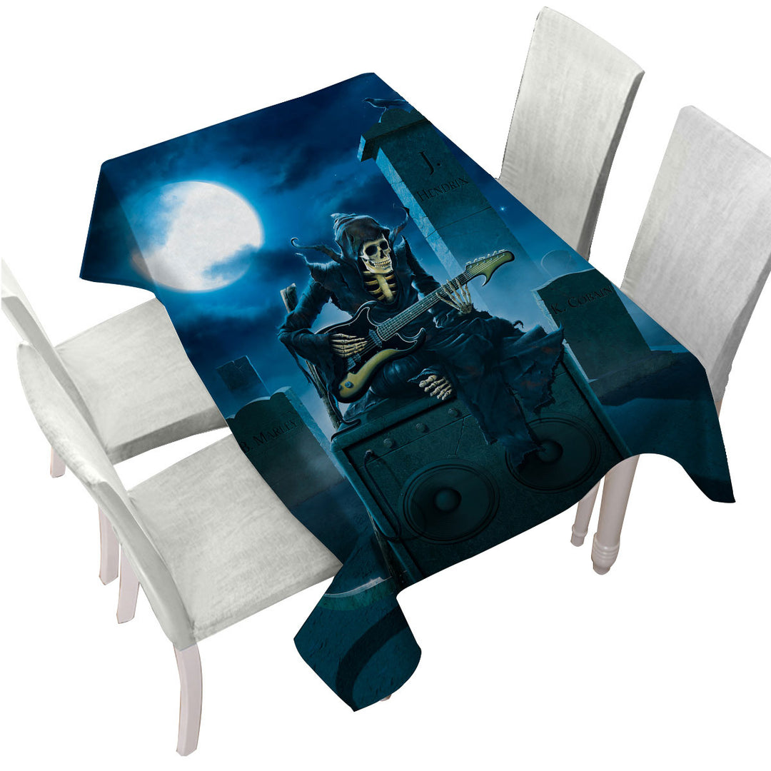 Rock Legends Tribute Dark Art Skeleton in the Graveyard Tablecloths