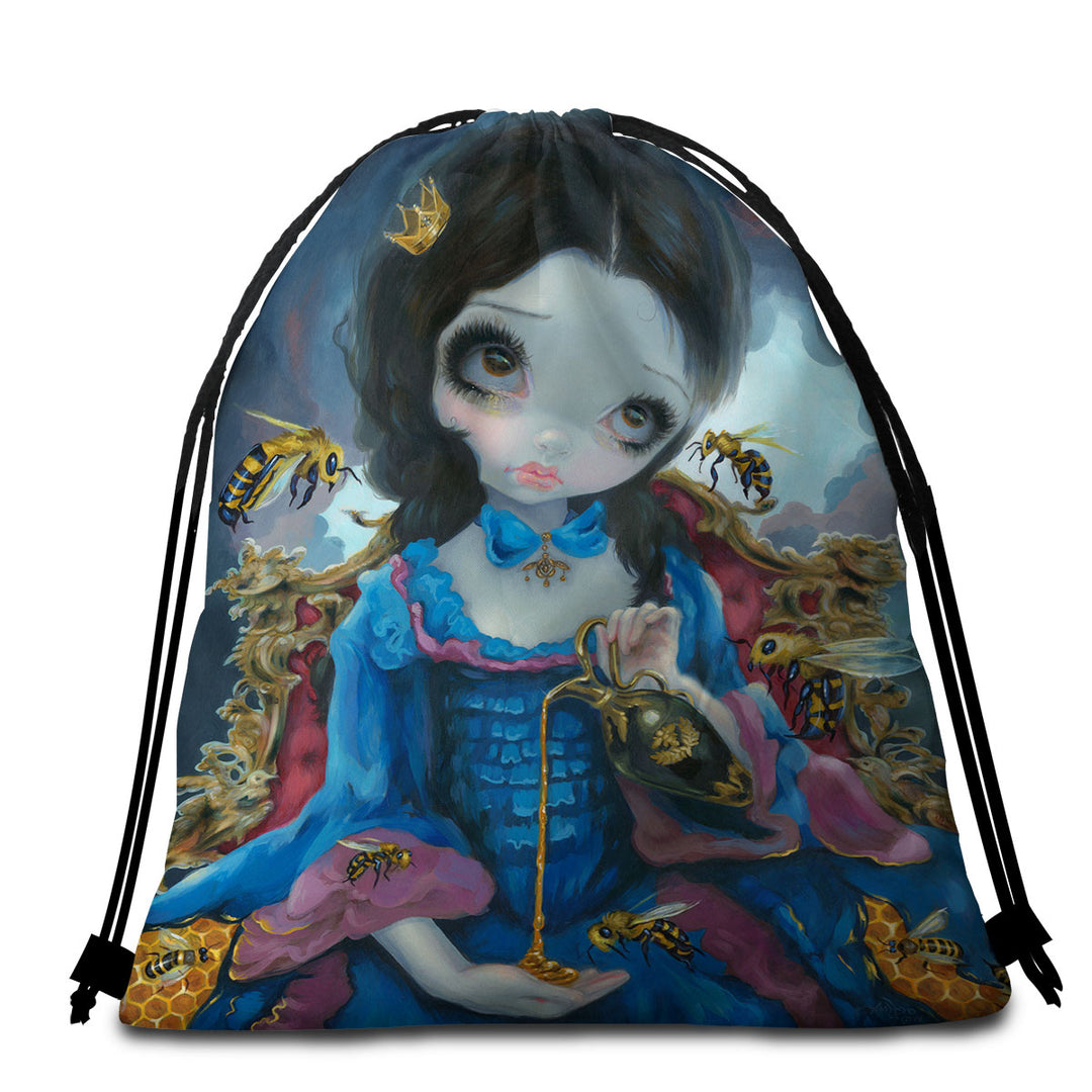 Rococo Style Portrait Beautiful Queen of Bees Beach Towels and Bags Set