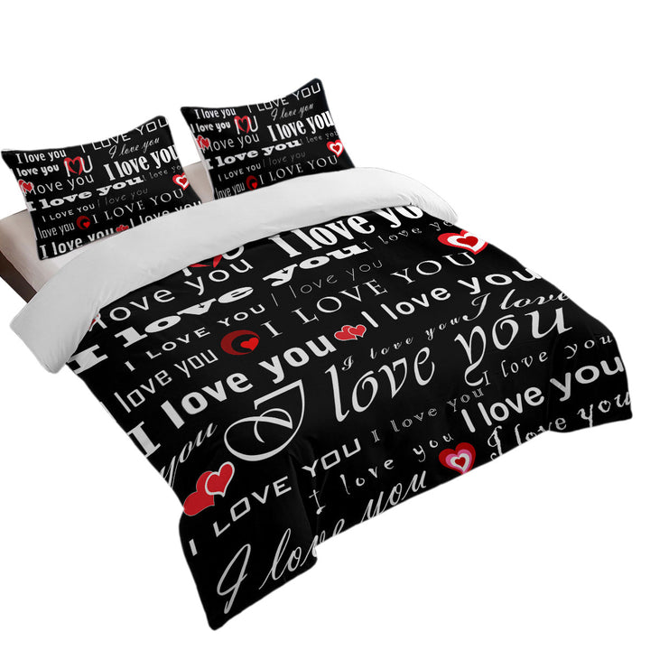 Romantic Quotes I Love You King Quilt Cover