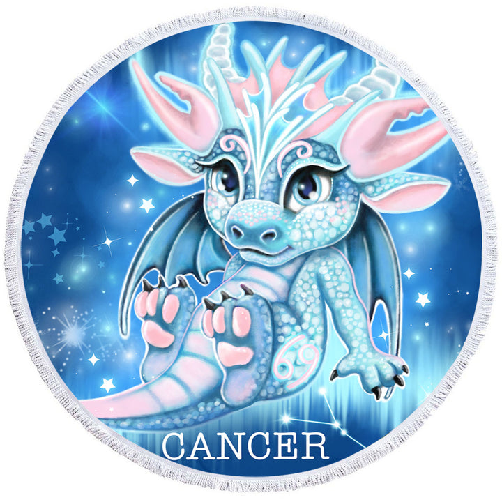 Round Beach Towel Gift Ideas for Kids Fantasy Art Cancer Lil Dragon