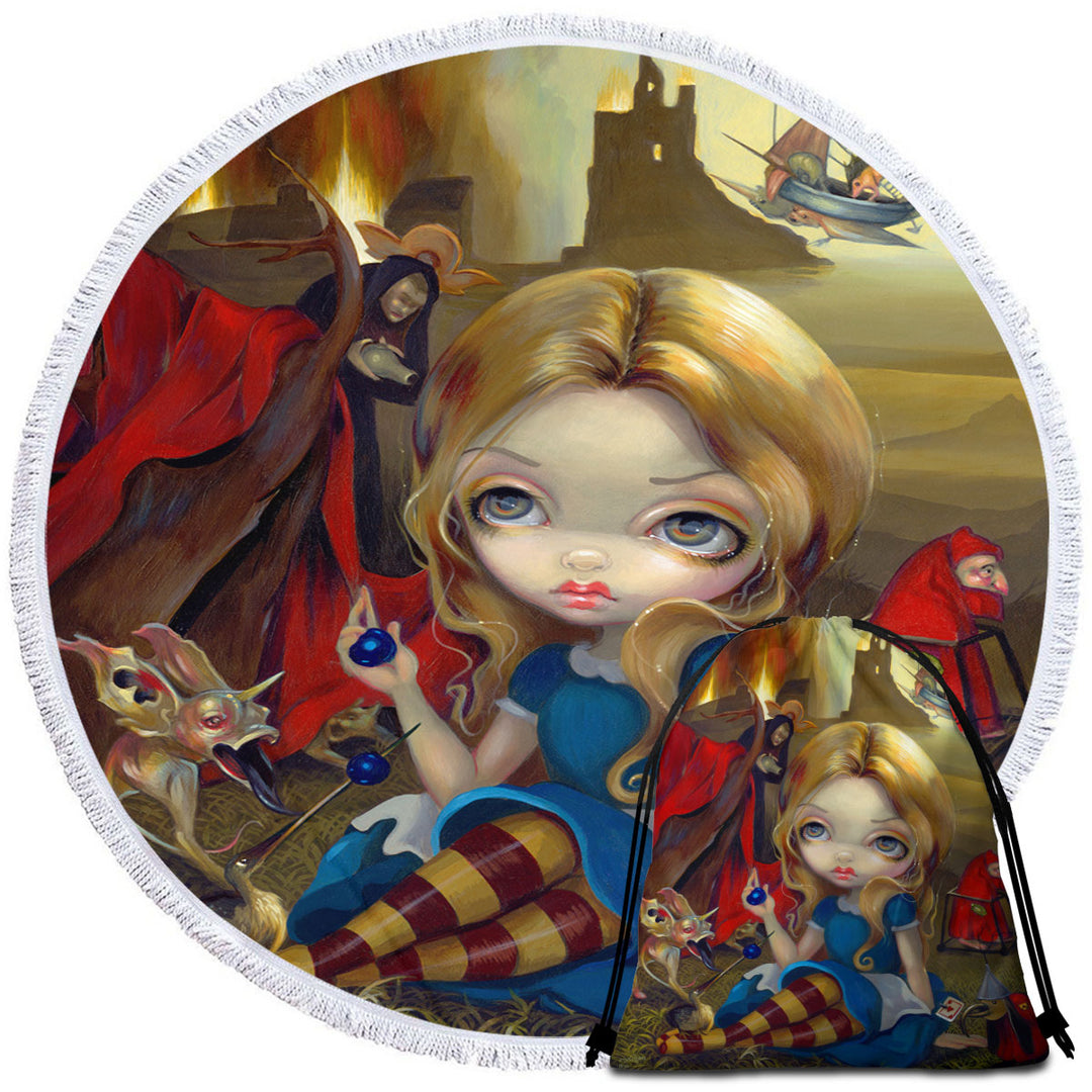 Round Beach Towel of Alice and the Bosch Monsters