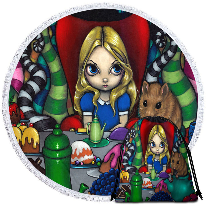 Round Beach Towel of Alice and the Dormouse