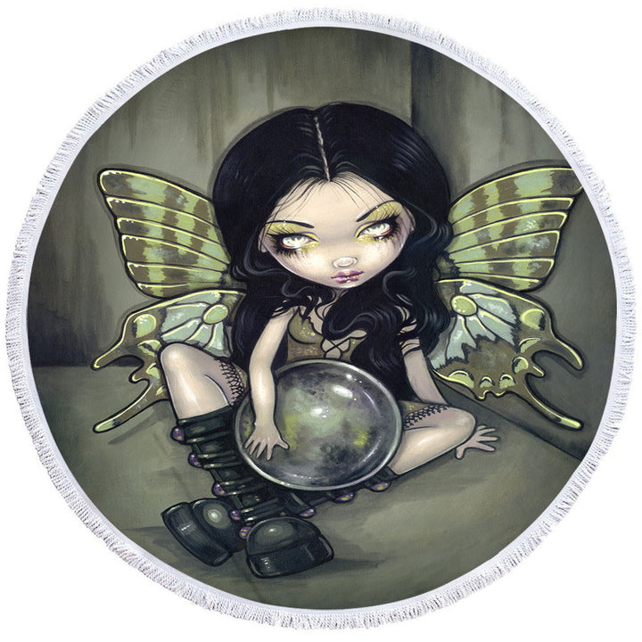 Round Towel with Gothic Art Prints the Mildew Fairy