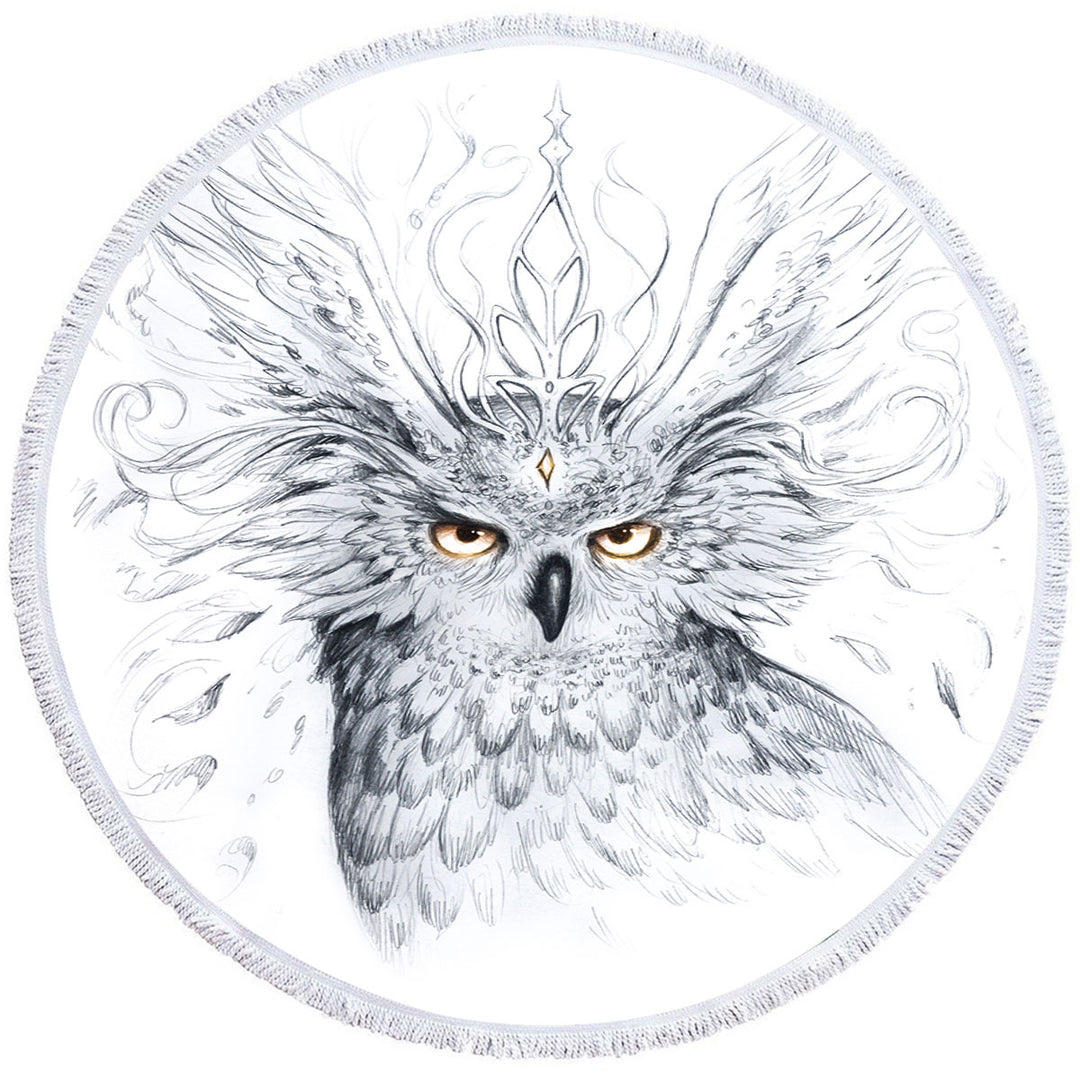 Royal Owl Drawing Circle Towel