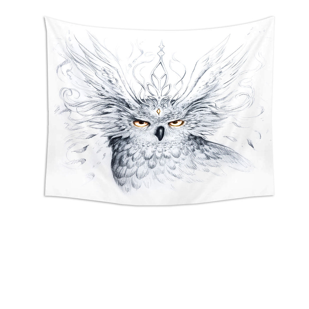 Royal Owl Drawing Tapestry Wall Decor