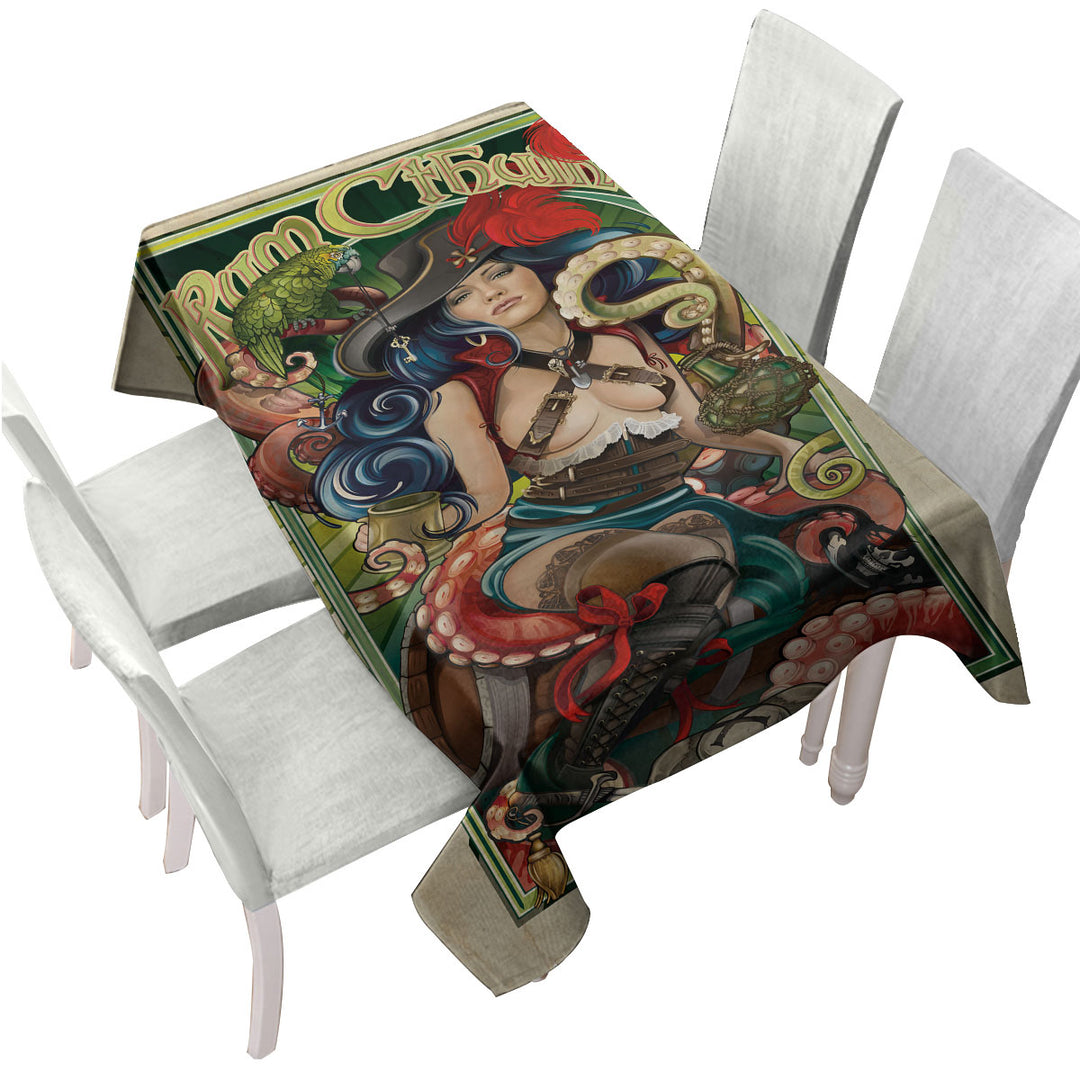 Rum Cthulhu and Pretty Girl Pirate Cool Art Table Cover