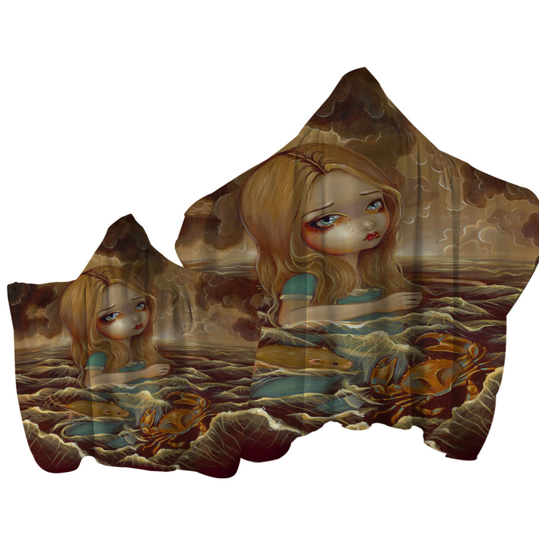 Sad Art Alice in the Pool of Tears Towel with Hood