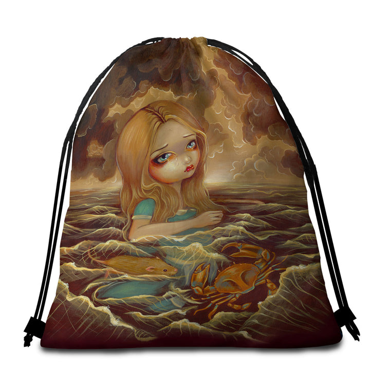 Sad Art Beach Towel Bags Alice in the Pool of Tears