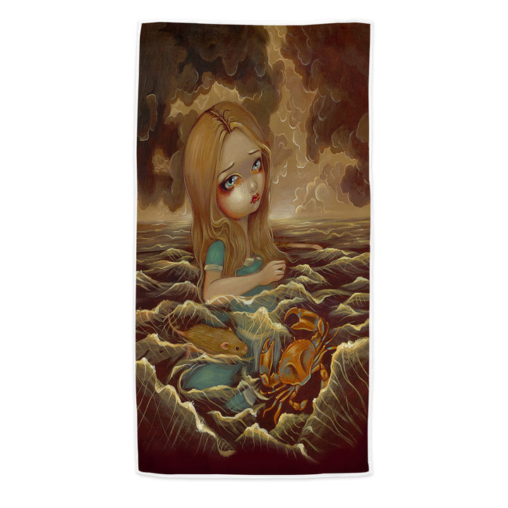 Sad Art Microfibre Beach Towels Alice in the Pool of Tears