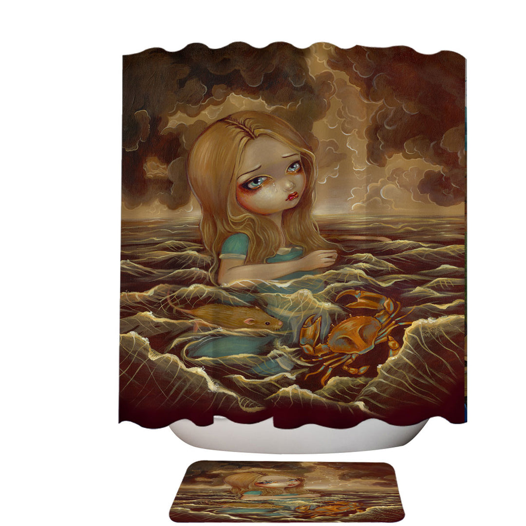 Sad Art Shower Curtain Alice in the Pool of Tears