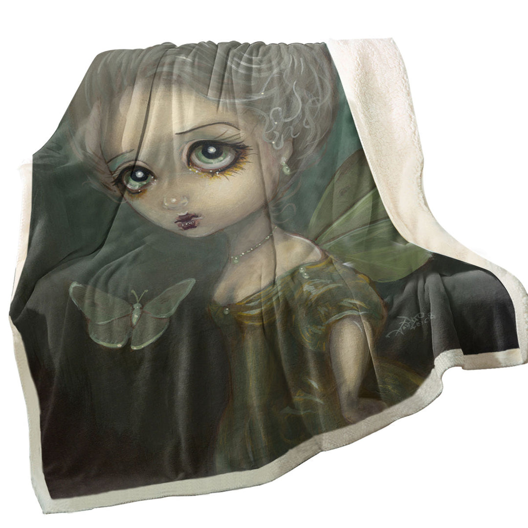 Sad Fairy Art Butterflies in Gloom Sherpa Blanket