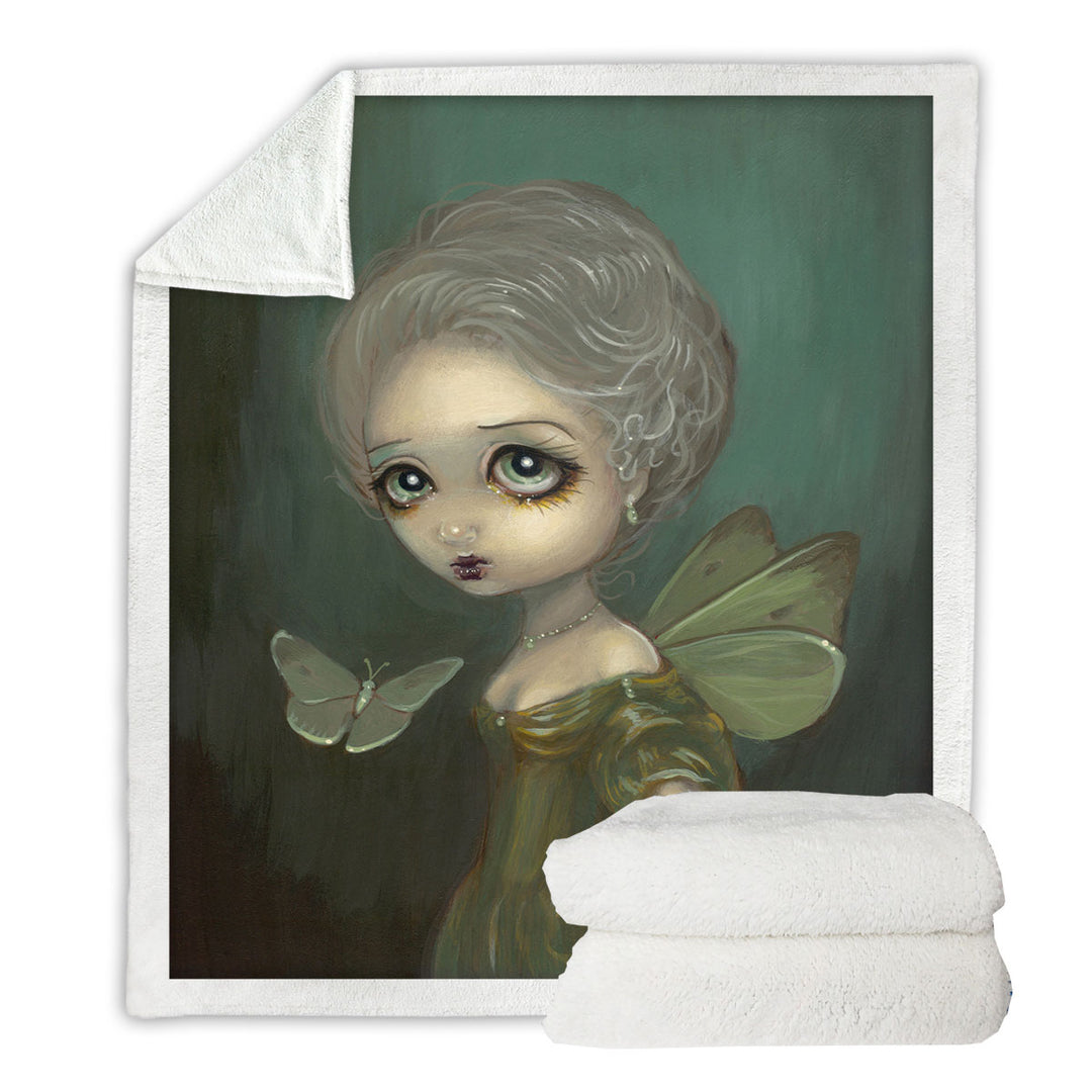 Sad Fairy Art Butterflies in Gloom Throw Blanket