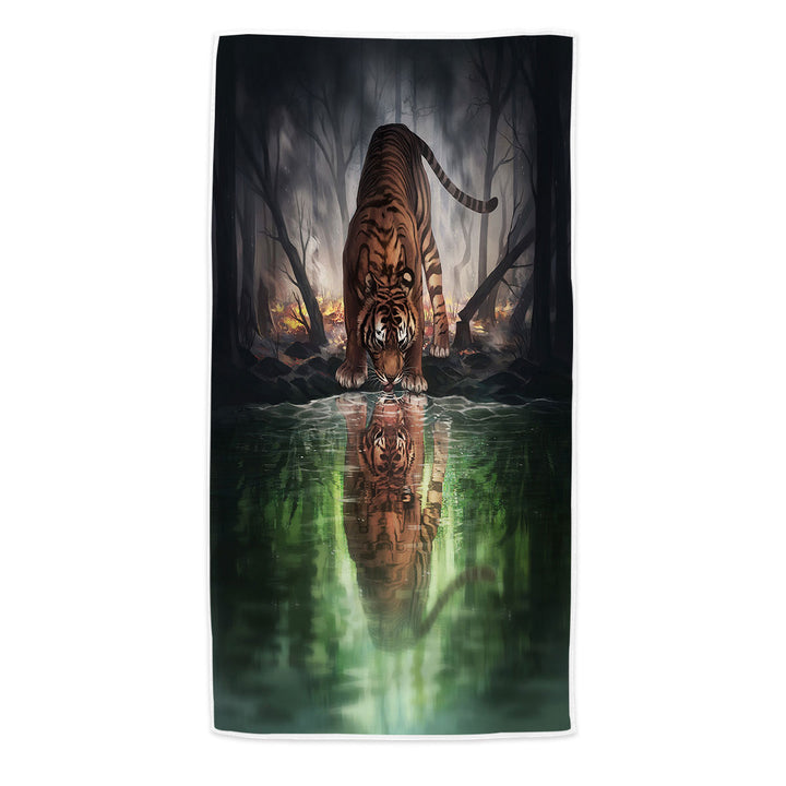 Sad Wildlife Pool Towels Art The World I Used To Know Tiger Beach Towel