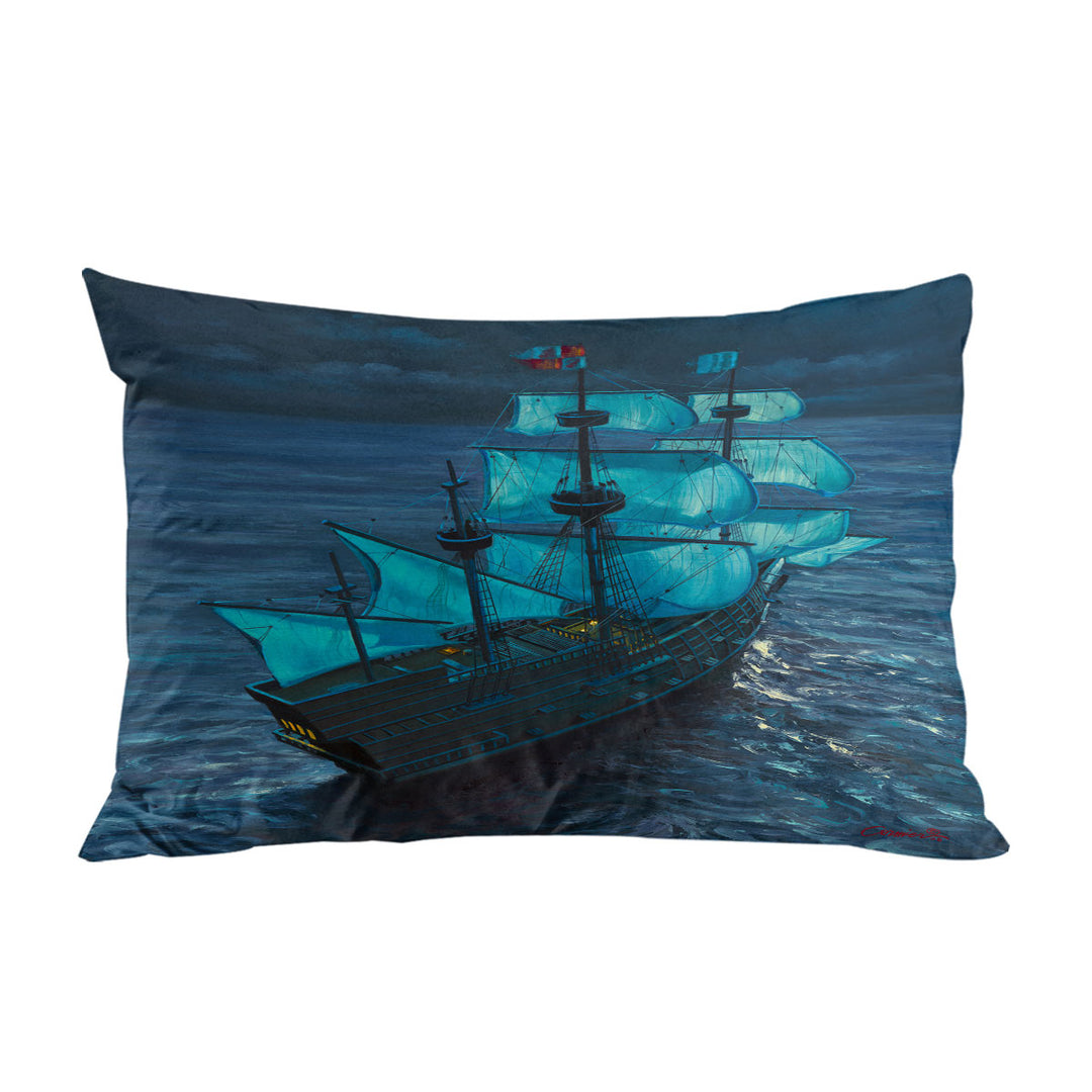 Sailing Ship Moonlight Voyage Pillowcase