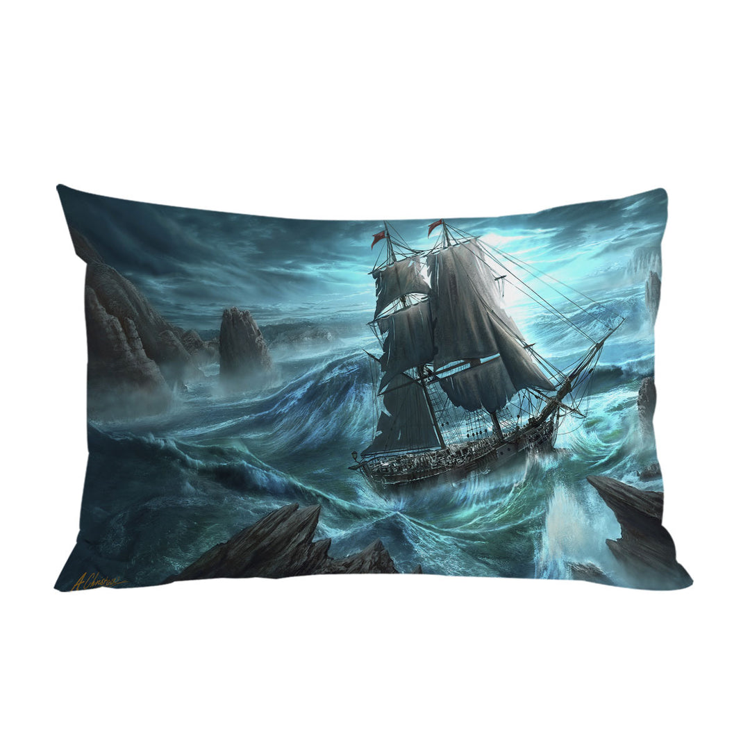 Sailing Ship in the Dangerous Seas Pillowcases