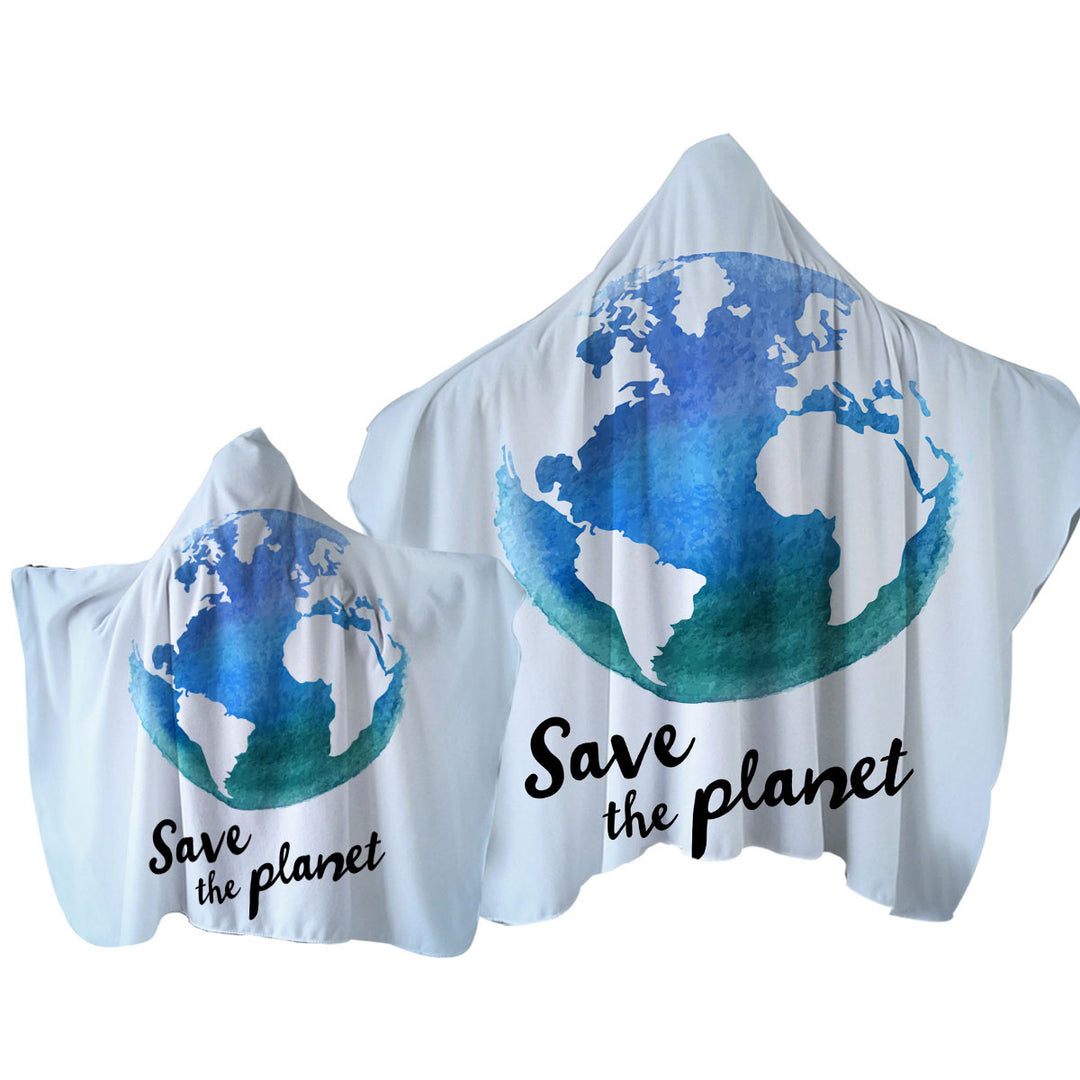 Save the Planet Hooded Beach Towel