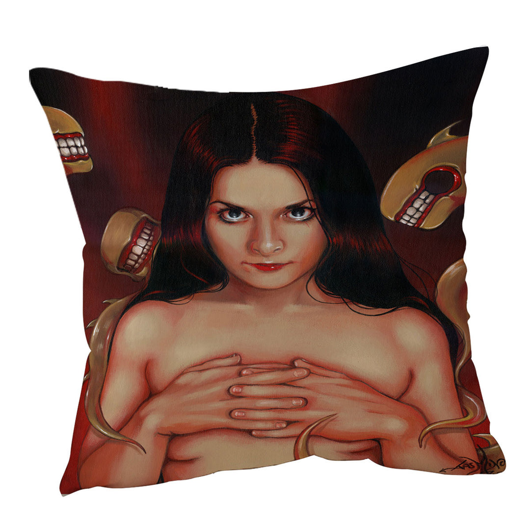 Scary Art Beautiful Maiden and Monsters Cushion Cover