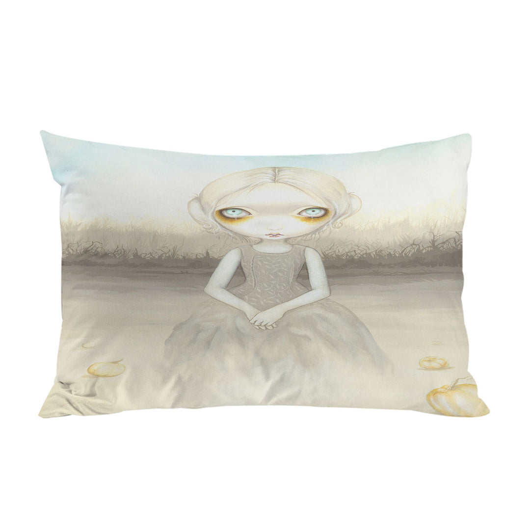 Scary Art Girl Ghost of the Pumpkin Patch Pillowcase