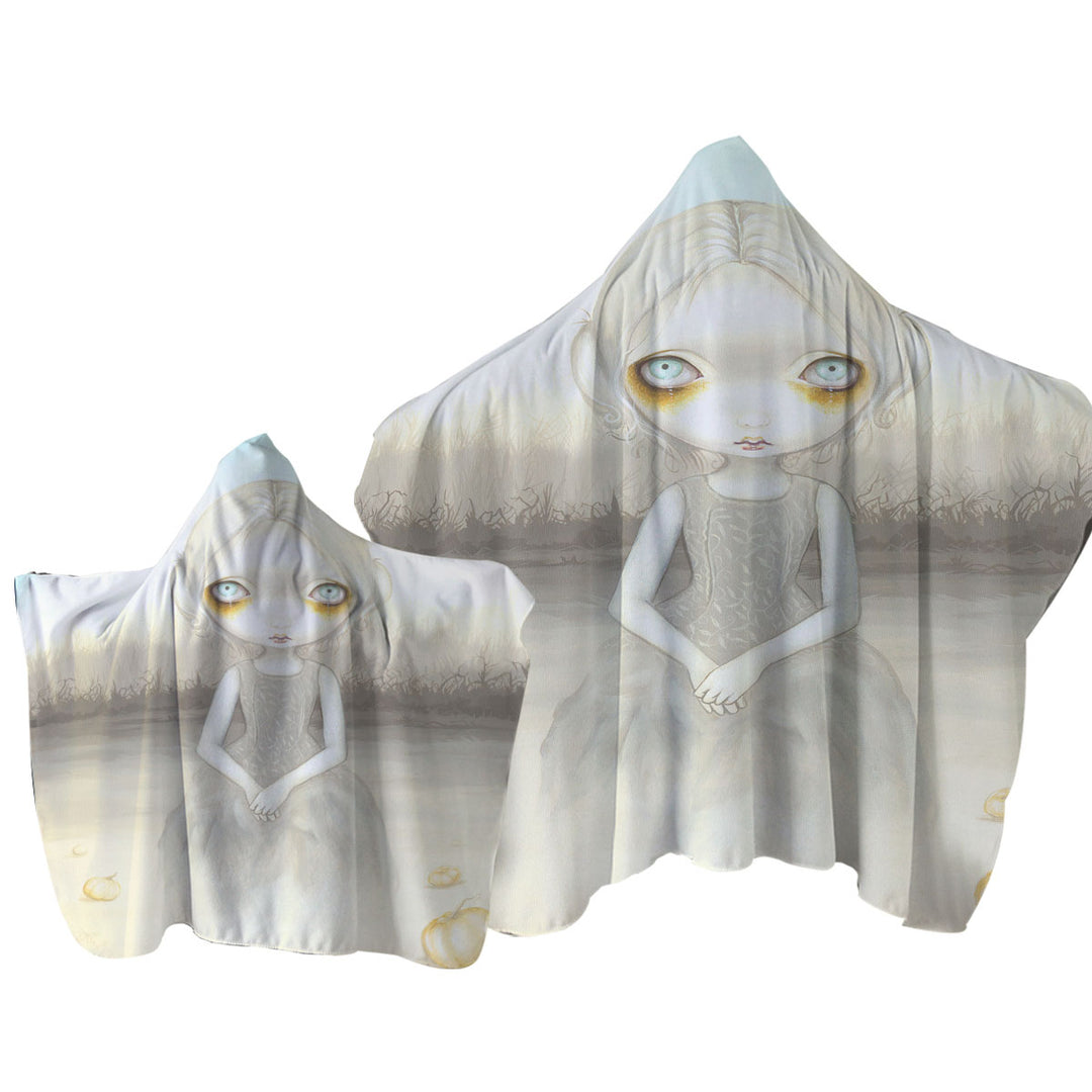 Scary Art Girl Ghost of the Pumpkin Patch Towel with Hood