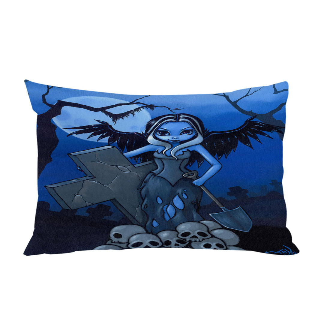 Scary Art Gothic Angel and Skulls the Gravedigger King Pillow Cases