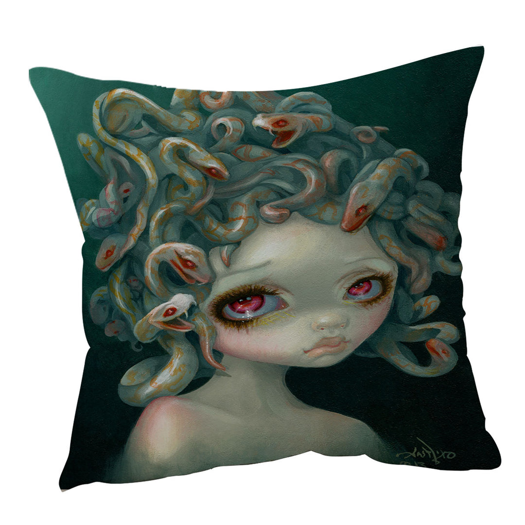 Scary Art Snakes Head Pale Medusa Cushion Cover