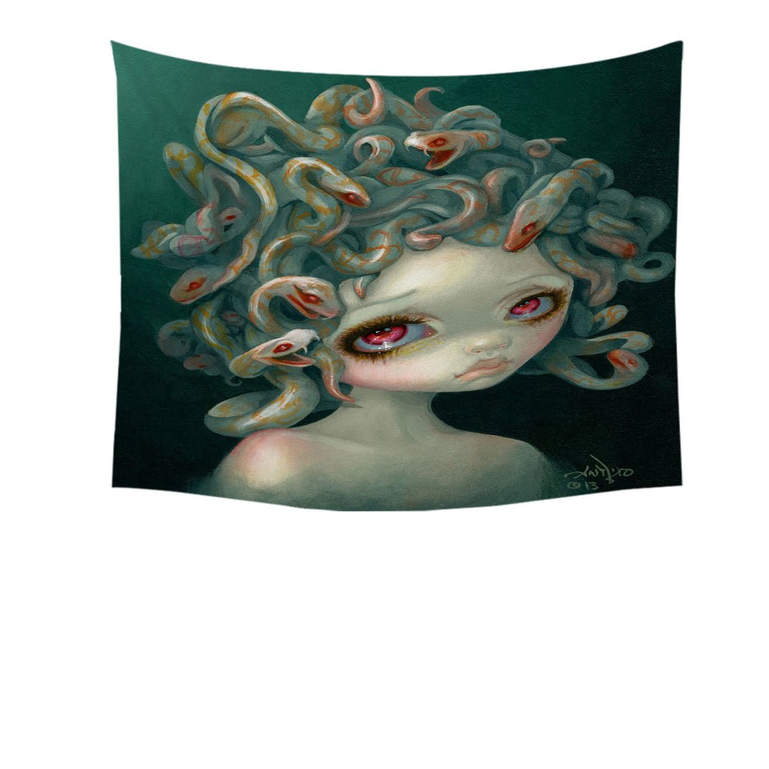 Scary Art Snakes Head Pale Medusa Tapestry Hanging Fabric on Wall