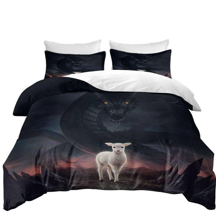 Scary Art the Lamb and the Dragon Duvet Covers